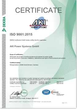 Zertifikat ISO9001:2015 (englische Version)